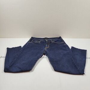 James Jeans Straight Leg Capris Women 27 Blue Excellent Raw Hem Dark Wash Denim